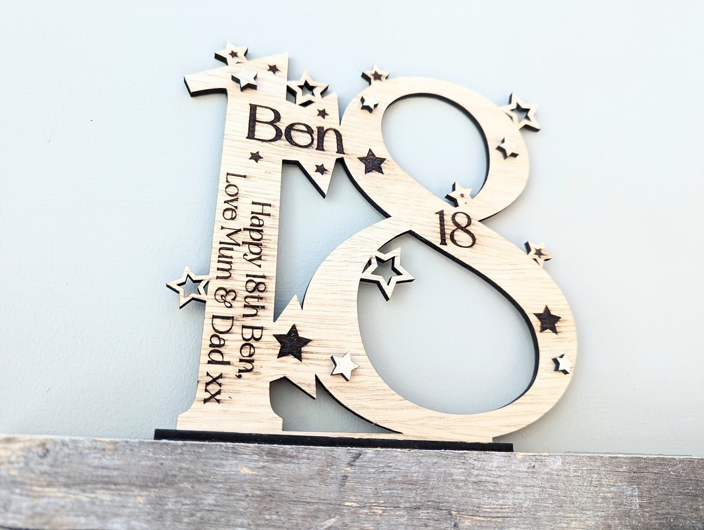 Personalised Special Birthday Number Plaque With Base - Gift for any Birthday, 16th  18th, 21st, 25th, 30th, 40th, 50th, 60th, 70th, 80th.