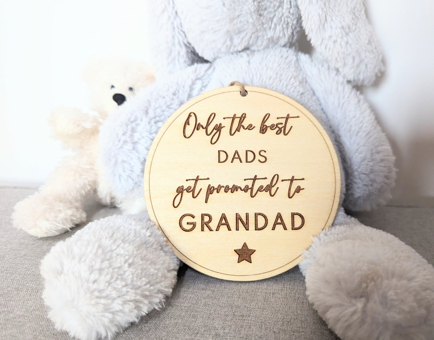 Only the best Dad's get promoted to Grandad sign. Wooden best Grandparents get promoted hanging sign. Gift for new Grandads.