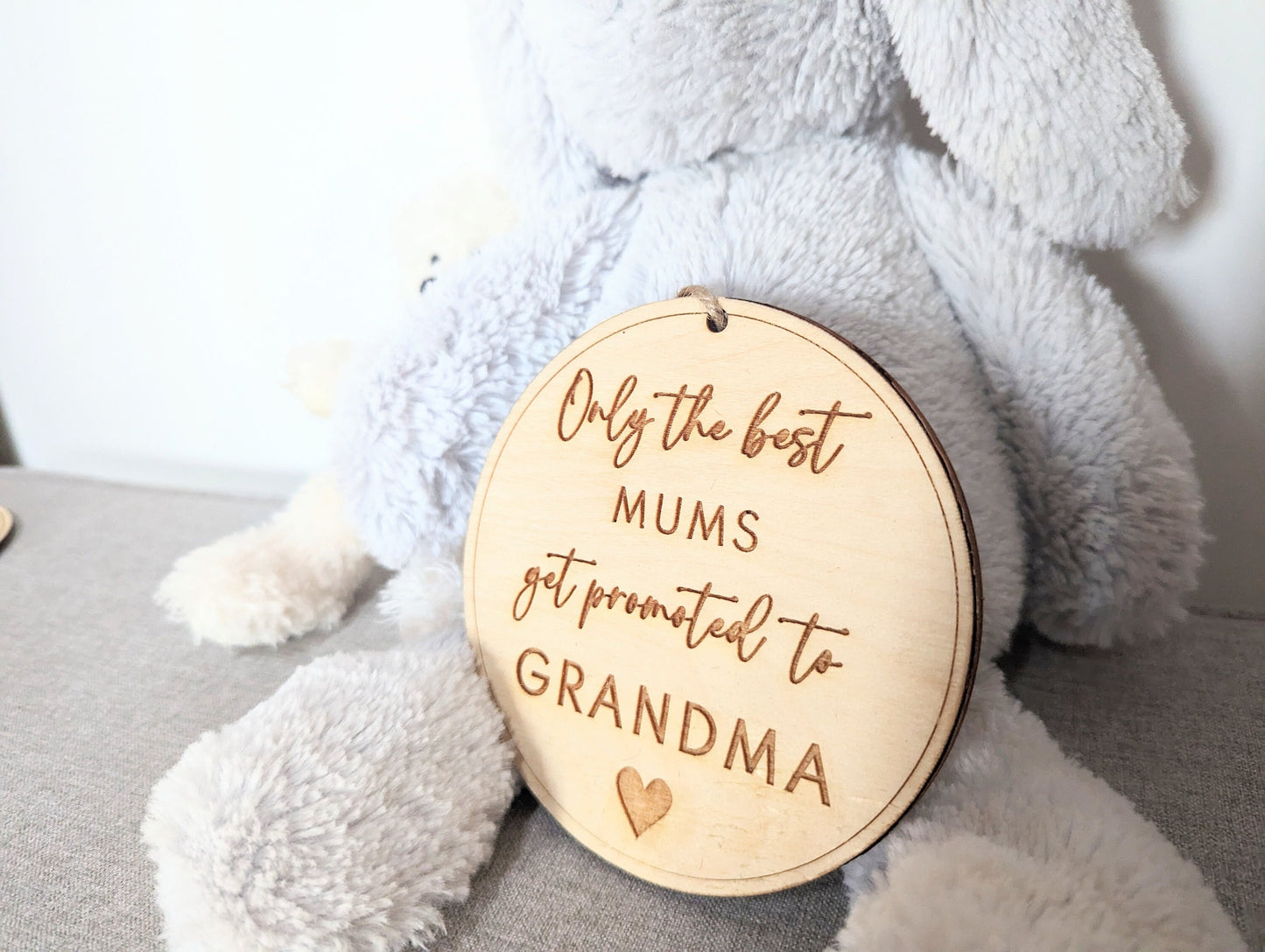 Only the best Mum's get promoted to Grandma sign. Wooden best Grandparents get promoted hanging sign. Gift for new Grandmas.