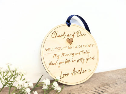 Personalised will you be my godparents sign with names l Godparent wooden plaque l Gift for godparents l Godmother & Godfather proposal gift