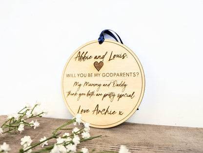 Personalised will you be my godparents sign with names l Godparent wooden plaque l Gift for godparents l Godmother & Godfather proposal gift