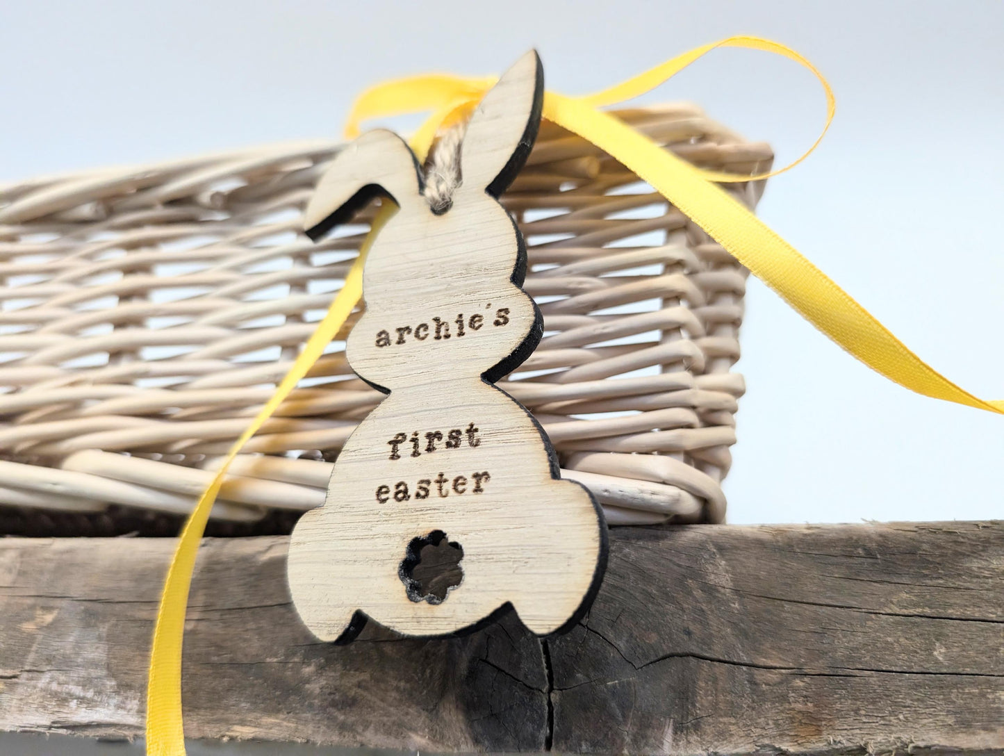 Personalised First Easter Bunny Tag l Name First Easter Baby Gift l First Easter Wooden Bunny Sign l First Easter Basket Tag with Name