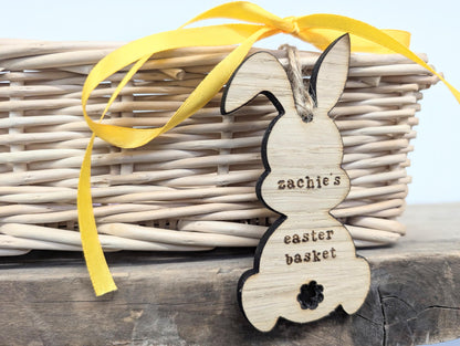 Personalised Easter Basket Bunny Tag l Name Bunny Tag for Easter Basket l Easter Wooden Bunny Sign l Easter Basket Tag with Name