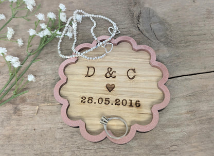 Personalised Wooden Trinket Keepsake with Names, Trinket Wedding Gift, Valentines Gift - Engaged - Couples - Anniversary - Trinket Dish/Tray