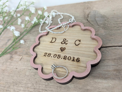 Personalised Wooden Trinket Keepsake with Names, Trinket Wedding Gift, Valentines Gift - Engaged - Couples - Anniversary - Trinket Dish/Tray