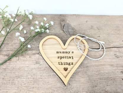 Personalised Special Things Heart Trinket Dish, Mum, Mummy, Grandma, Nanny, Friend Trinket Dish. Any Name Trinket Tray for Special Things.