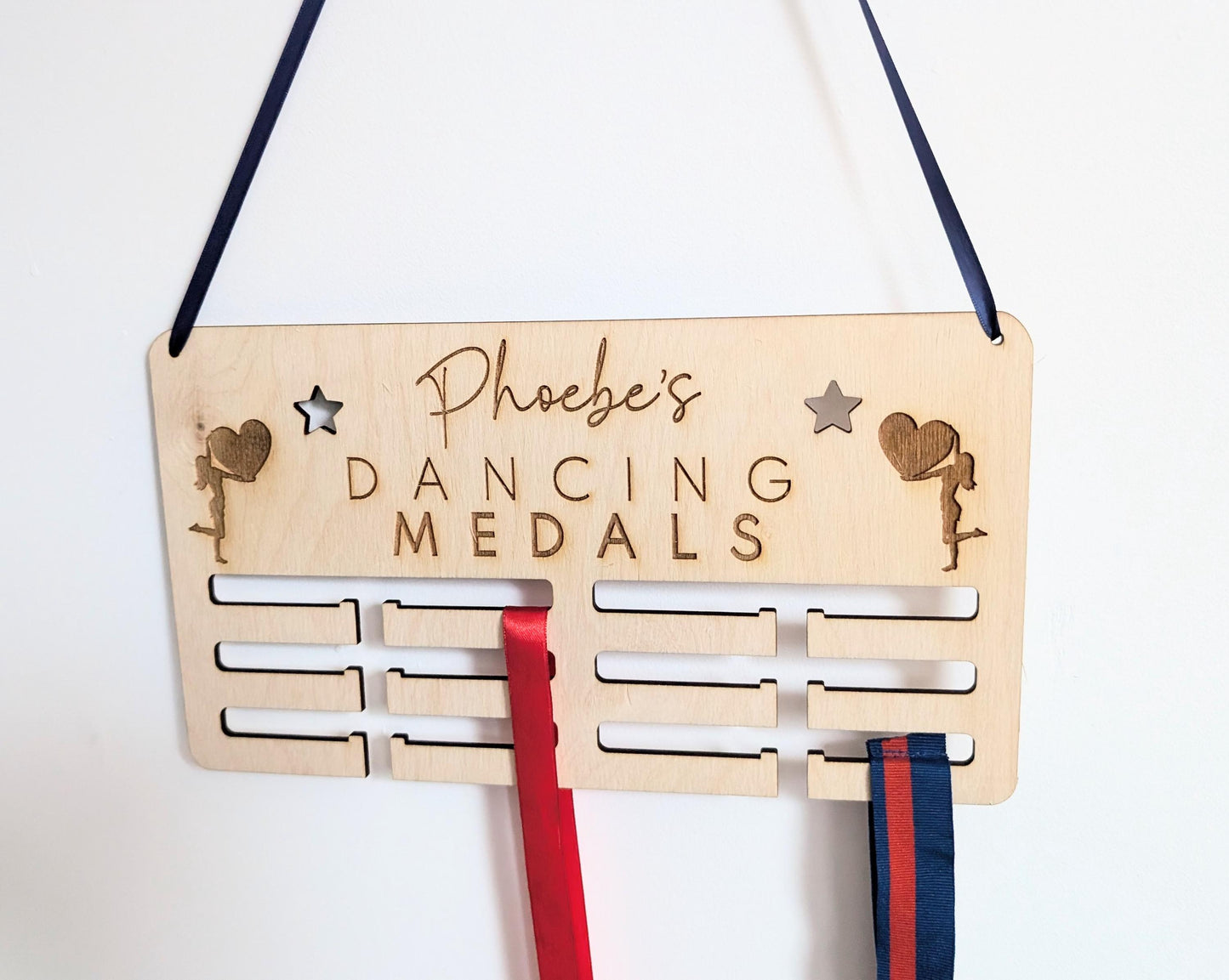 Personalised dancing medal holder. Wooden wall dancing medal hanger. Personalised dancing medal display. Medal holder for dancing.