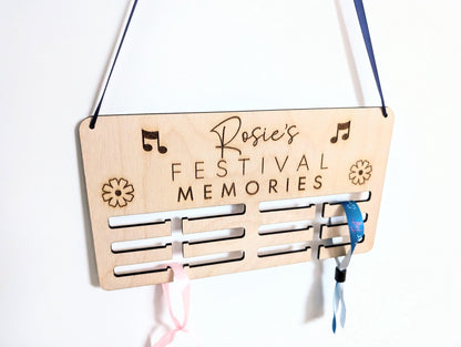 Personalised festival/music memories wristband holder. Festival memories wristband hanger. Personalised festival memories wristband display.