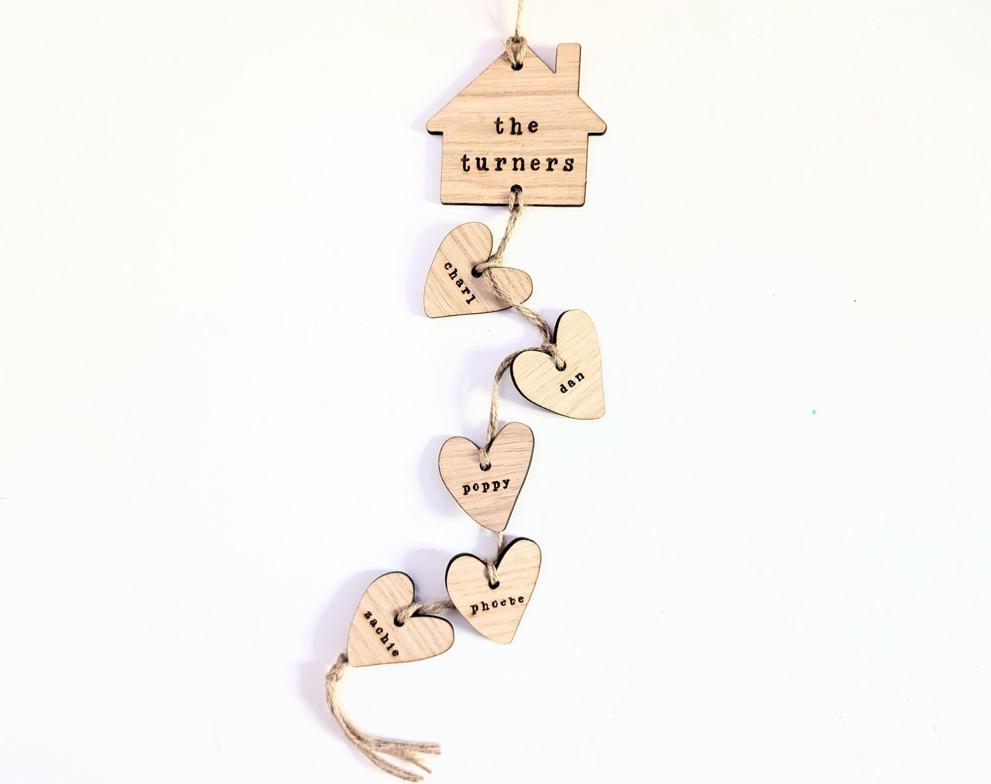 Rustic Our Family Wooden Wall Hanging, Family Wall Hanging with Hearts - two included, Housewarming Gift, Personalised Family Sign.