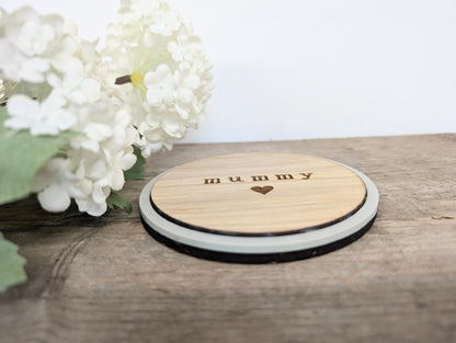 Mummy Coaster, Rustic Wooden Coaster for a Mummy. Handmade Mummy - Mommy - Mom Personalised Coaster. Mothers Day Gift. Small Gift for Mum.