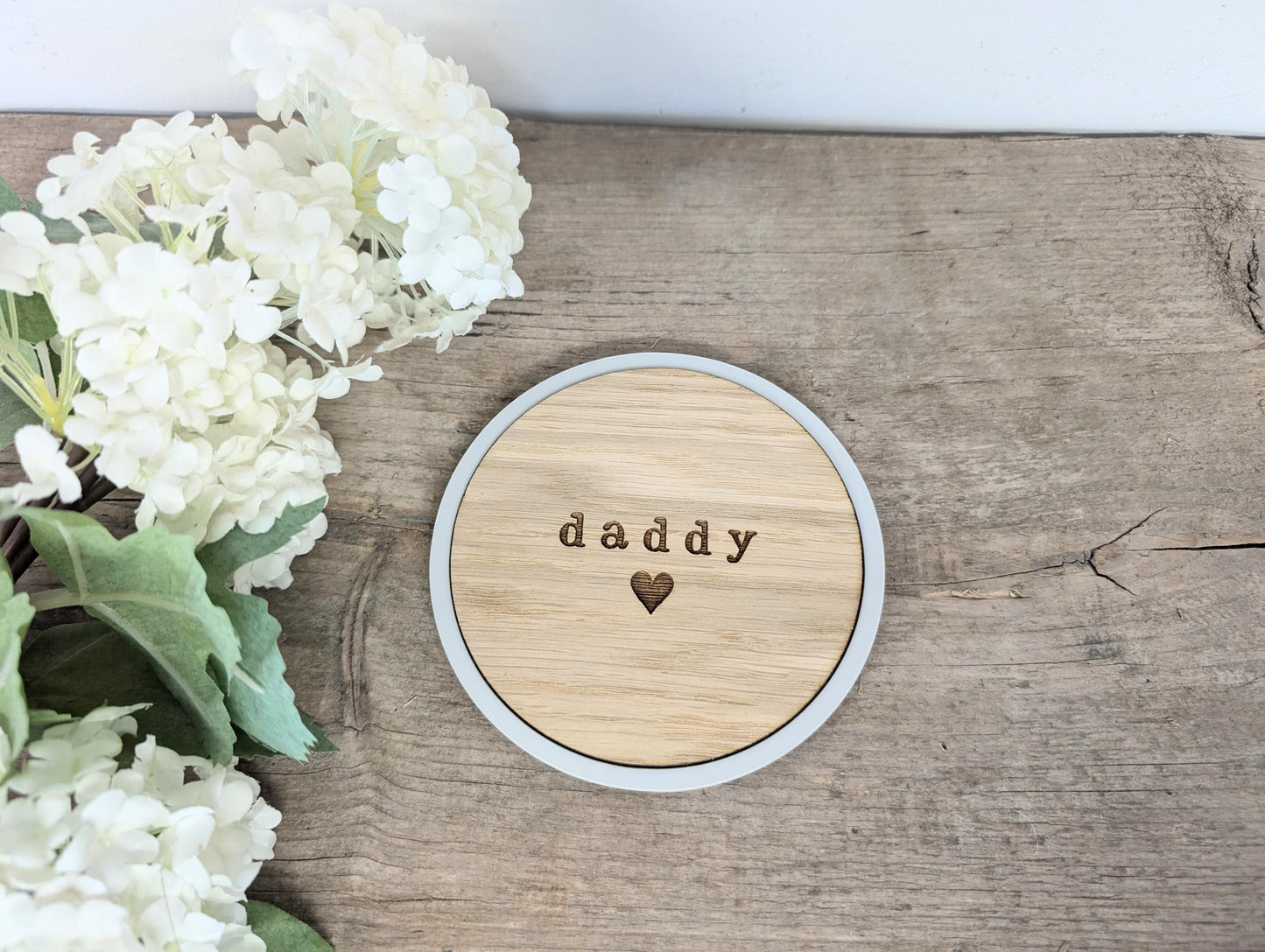 Daddy Coaster, Rustic Wooden Coaster for a Daddy. Wooden Personalised Coaster. Handmade Daddy Coaster. Fathers Day Gift. Small Gift for Dad.