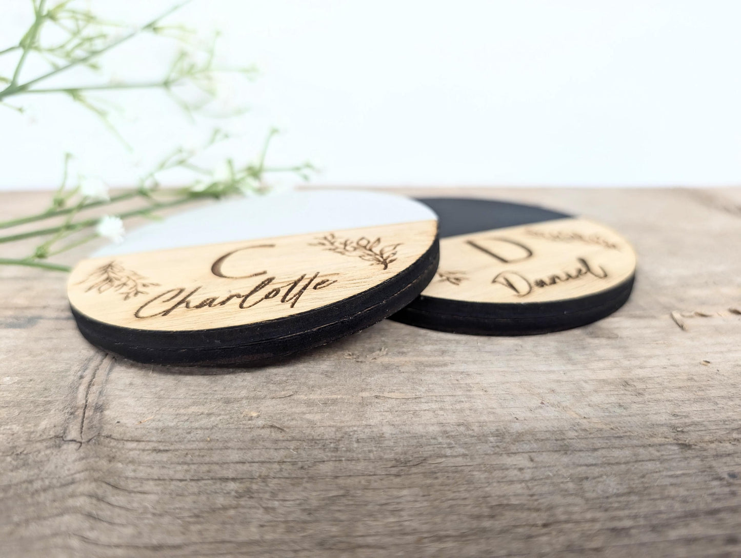 Personalised Wooden Couples Coaster Set l Engraved His Hers Coasters l Gift for Couples l Engagement Gift l 5th Anniversary Gift l Set of 2.