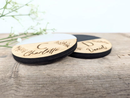 Personalised Wooden Couples Coaster Set l Engraved His Hers Coasters l Gift for Couples l Engagement Gift l 5th Anniversary Gift l Set of 2.