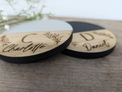 Personalised Wooden Couples Coaster Set l Engraved His Hers Coasters l Gift for Couples l Engagement Gift l 5th Anniversary Gift l Set of 2.