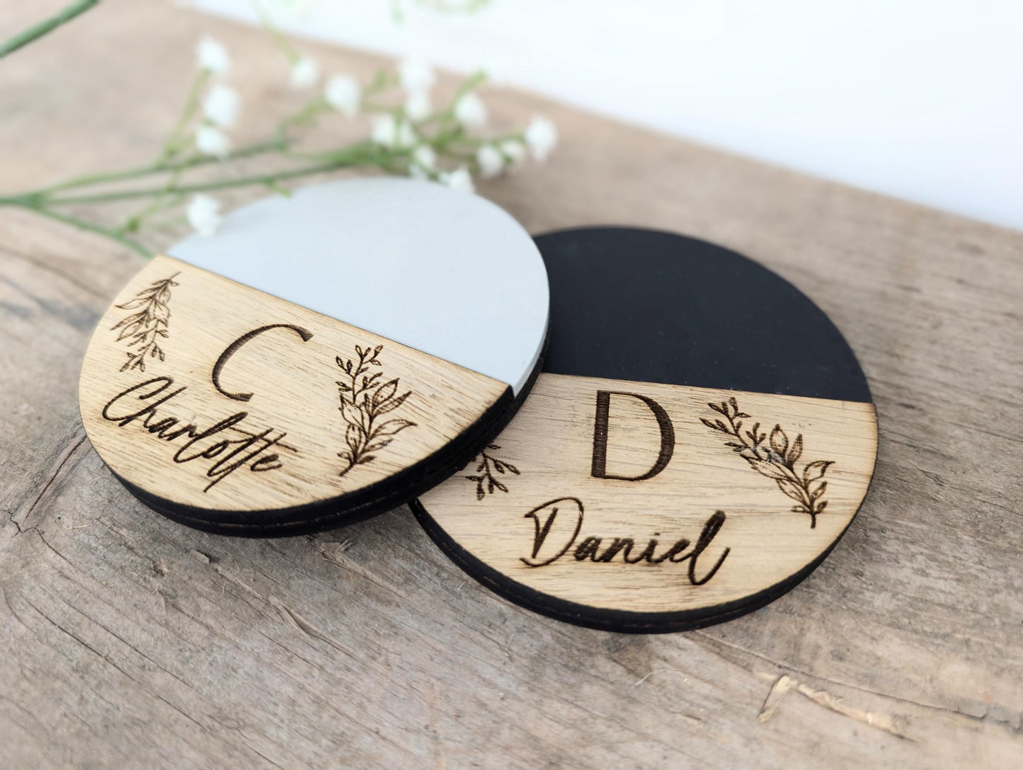 Personalised Wooden Couples Coaster Set l Engraved His Hers Coasters l Gift for Couples l Engagement Gift l 5th Anniversary Gift l Set of 2.