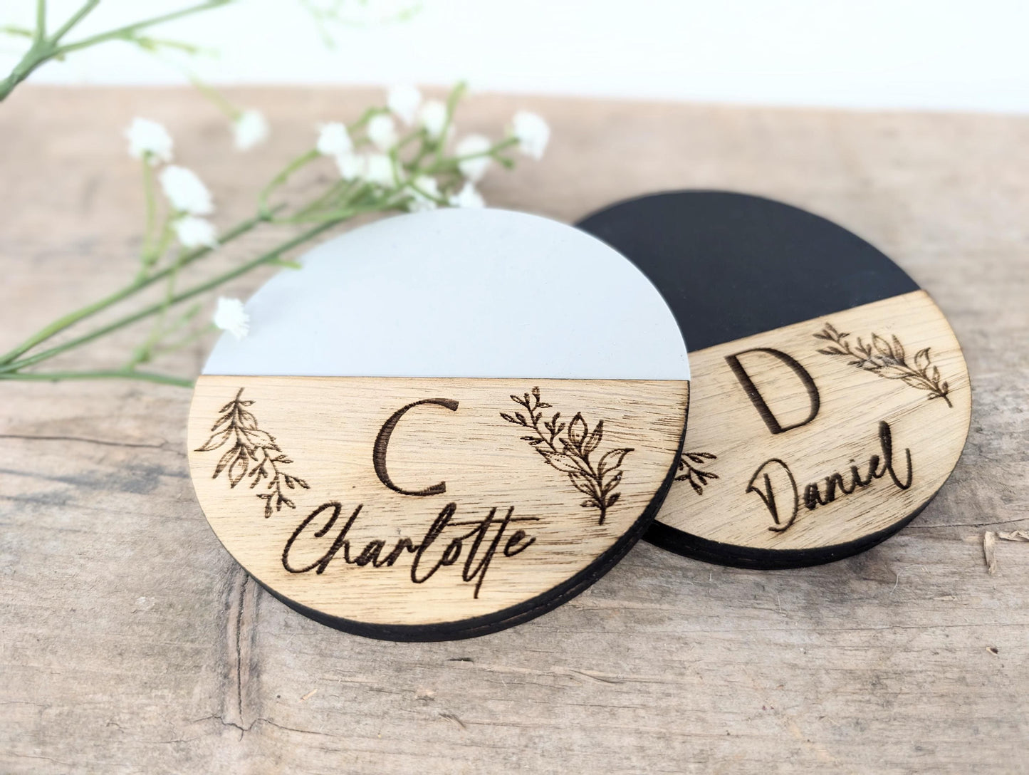 Personalised Wooden Couples Coaster Set l Engraved His Hers Coasters l Gift for Couples l Engagement Gift l 5th Anniversary Gift l Set of 2.