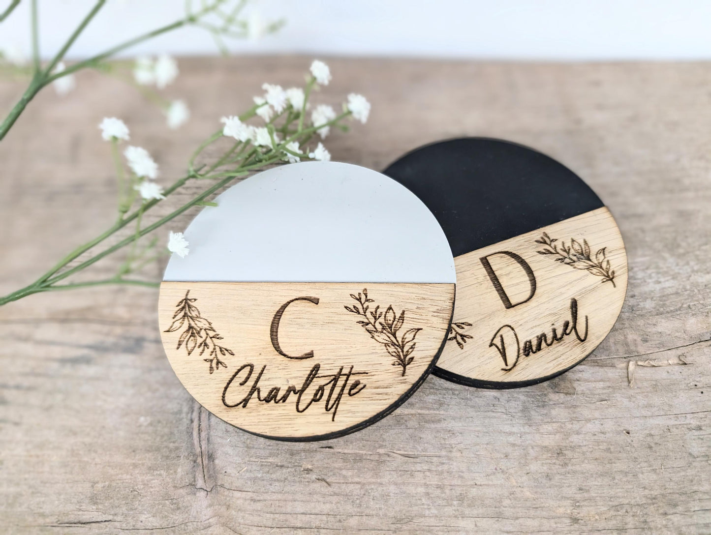 Personalised Wooden Couples Coaster Set l Engraved His Hers Coasters l Gift for Couples l Engagement Gift l 5th Anniversary Gift l Set of 2.