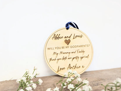 Personalised will you be my godparents sign with names l Godparent wooden plaque l Gift for godparents l Godmother & Godfather proposal gift