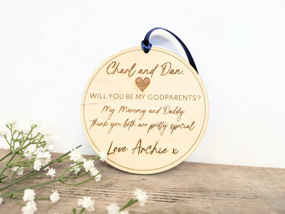 Personalised will you be my godparents sign with names l Godparent wooden plaque l Gift for godparents l Godmother & Godfather proposal gift