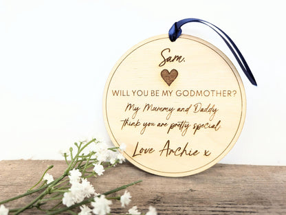 Personalised will you be my godparents sign with names l Godparent wooden plaque l Gift for godparents l Godmother & Godfather proposal gift