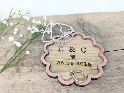 Personalised Wooden Trinket Keepsake with Names, Trinket Wedding Gift, Valentines Gift - Engaged - Couples - Anniversary - Trinket Dish/Tray