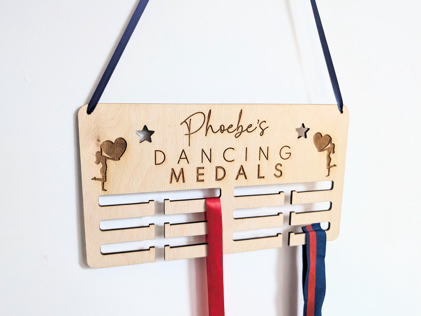 Personalised dancing medal holder. Wooden wall dancing medal hanger. Personalised dancing medal display. Medal holder for dancing.