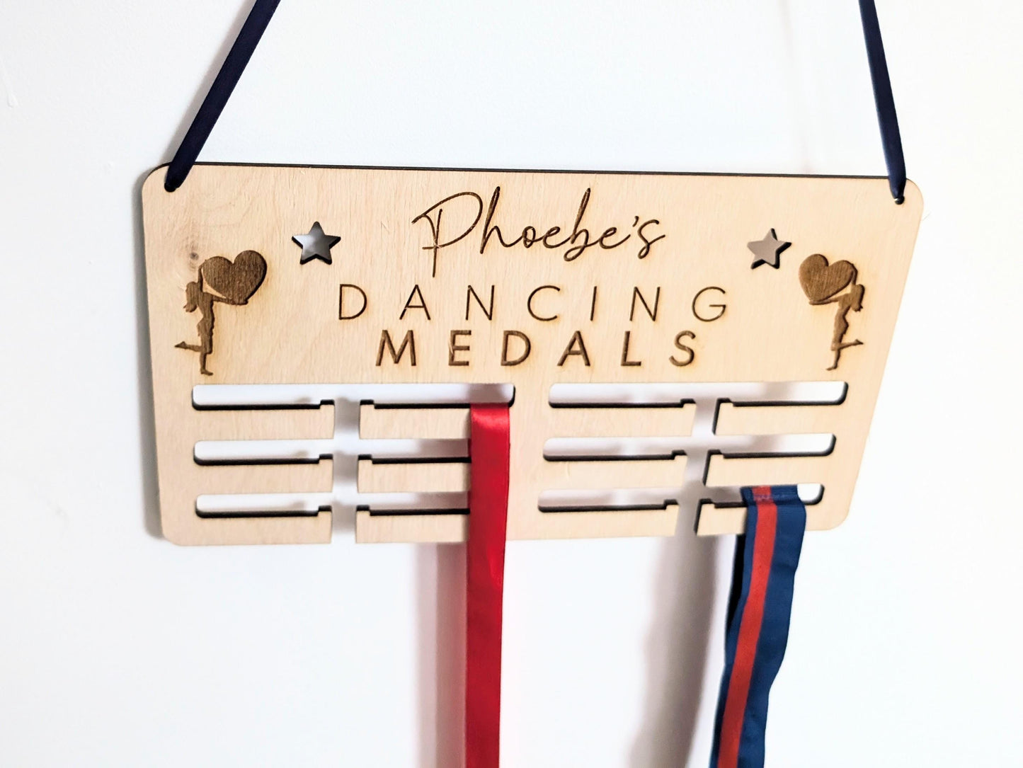 Personalised dancing medal holder. Wooden wall dancing medal hanger. Personalised dancing medal display. Medal holder for dancing.