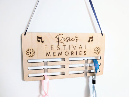 Personalised festival/music memories wristband holder. Festival memories wristband hanger. Personalised festival memories wristband display.