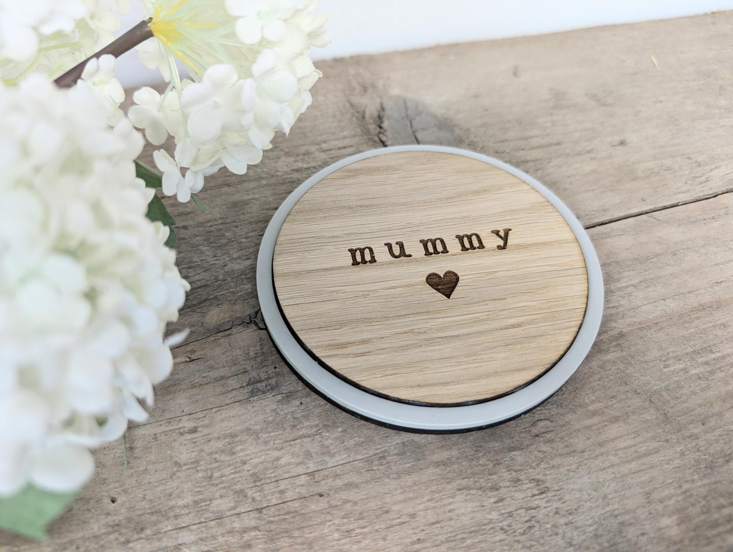 Mummy Coaster, Rustic Wooden Coaster for a Mummy. Handmade Mummy - Mommy - Mom Personalised Coaster. Mothers Day Gift. Small Gift for Mum.