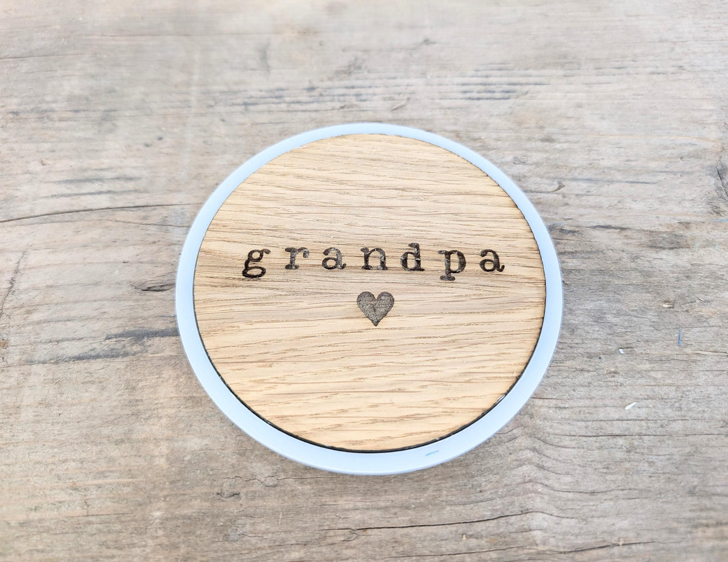 Personalised Grandad Wooden Coaster. Gift for a Grandpa. Handmade Grandad, Grandpa, Personalised Coaster. Fathers Day Gift for Grandad.