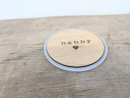 Personalised Nanny Wooden Coaster. Gift for a Grandma. Handmade Grandma, Nana, Nanny Personalised Coaster. Mothers Day Gift for Nanny.